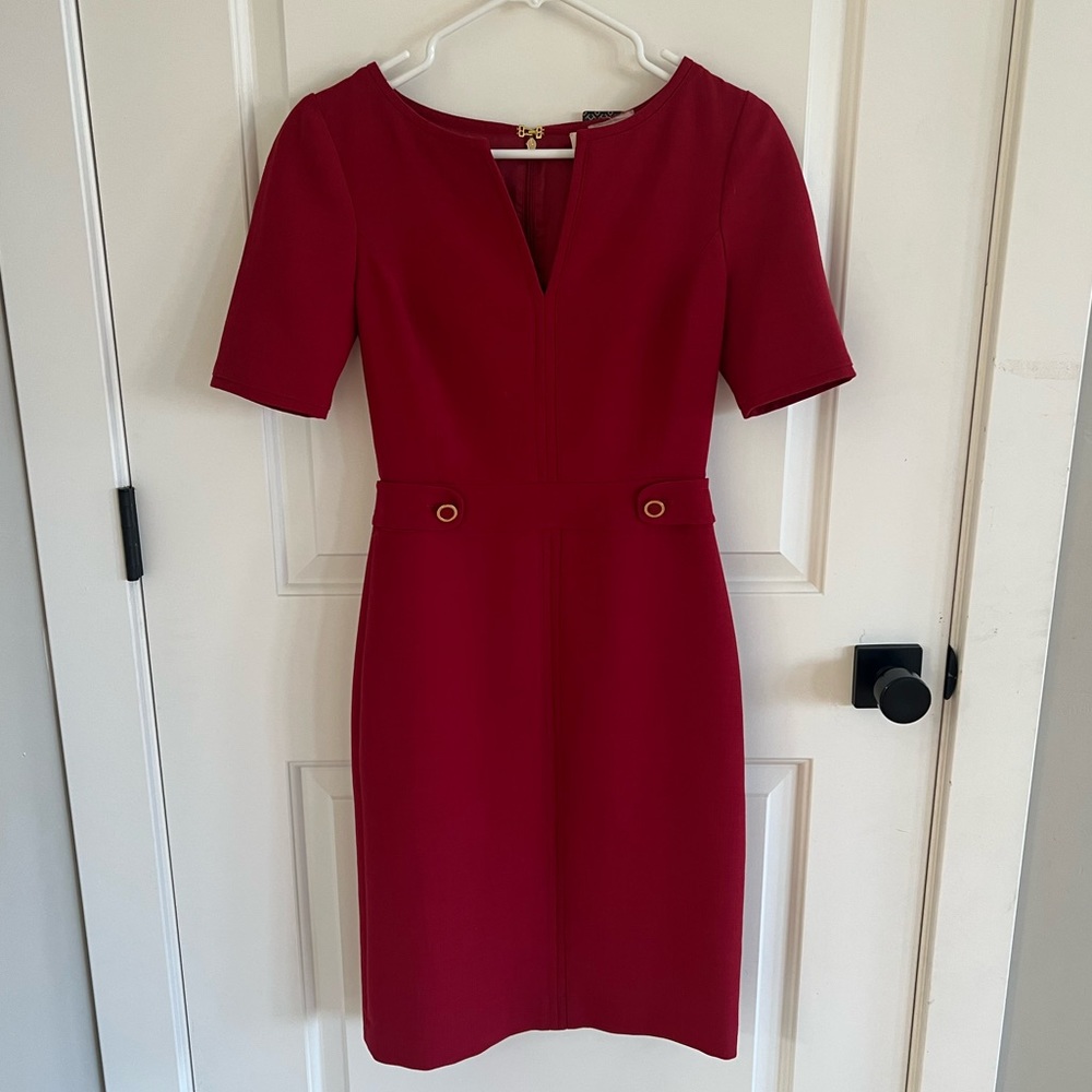Tory Burch red Lydia pencil dress, size 0.